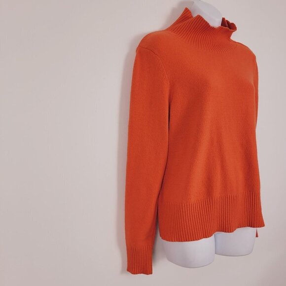 MOTH Anthropologie Pumpkin Orange Mock Neck Snap‎ Sleeve Sweater - Picture 4 of 8